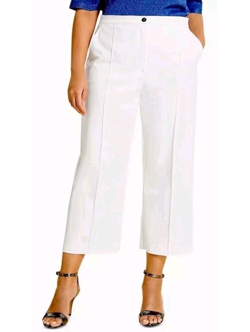 Marina Rinaldi Women's White Raduno  Pants Size US 20 NWT MR 29 Cropped
